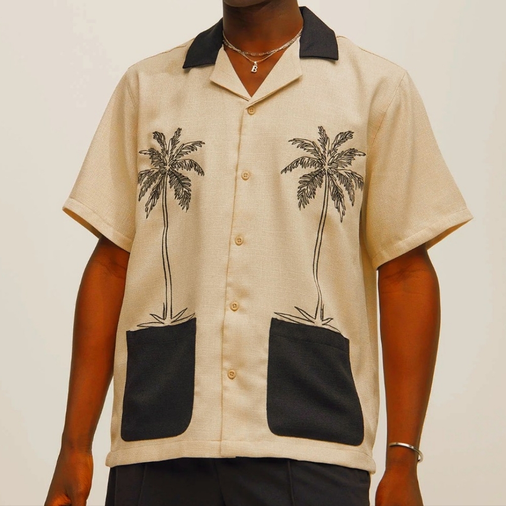 Palm tree embroidery shirt
